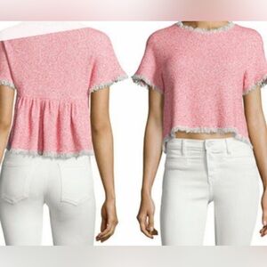 Rebecca Taylor Summer Tweed Cropped Top Coral Size 13